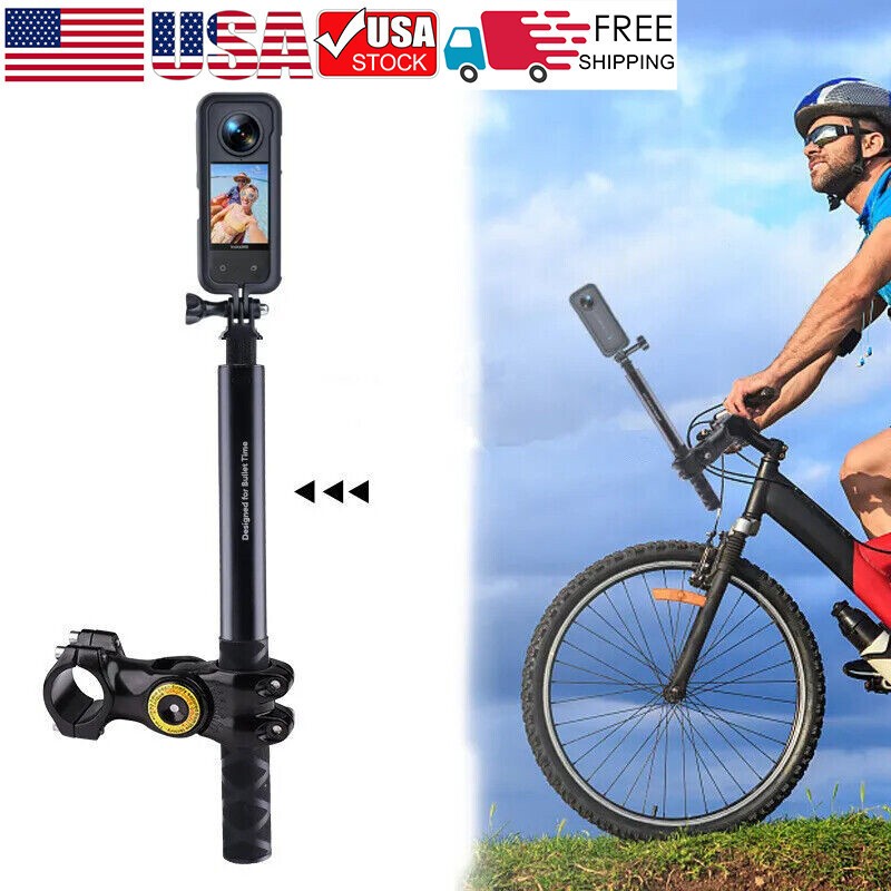 US Motorcycle Bike Invisible Selfie Stick Handlebar Mount for Gopro DJI Insta360