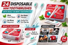 72 Disposable Toothbrushes Mint Toothpaste   Travel No Water Needed 3 packs