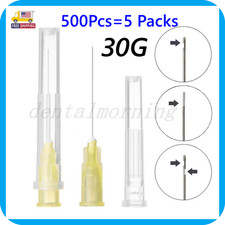 30G Yellow Dental Disposable Endo Irrigation Needle Syringe Tips 5 Packs 500Pcs