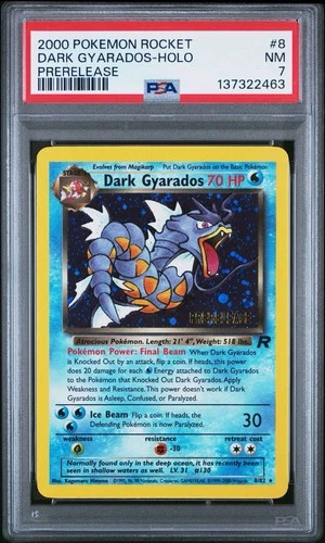 1999 Pokemon Rocket Dark Gyarados Prerelease Holo Rare Card 8/82 Graded PSA 7