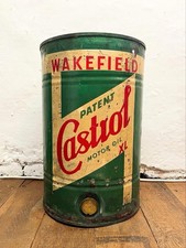 Early Wakefield Castrol Oil Drum Patent Motor Oil XL 5 Gallon Petroliana 1920/30