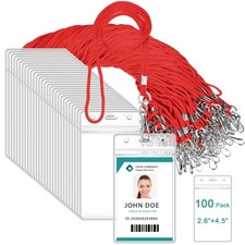 100 Pack Lanyard with ID Holder Bulk, 100 Pcs Lanyards for ID Badges and 100 ...