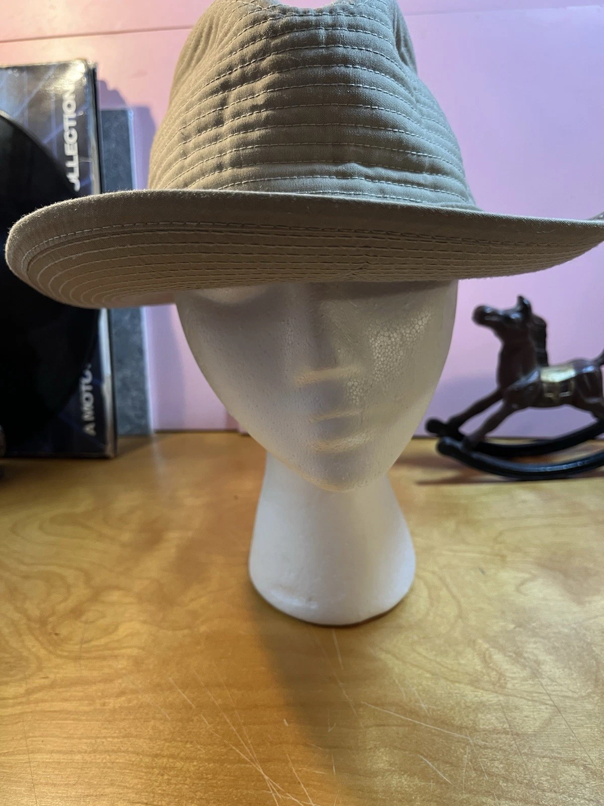 VTG London Weatherized Quilted Preppy Bucket Hat khaki Made In USA 1970-80s NWT