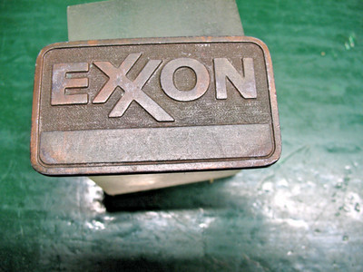 VINTAGE EXXON   3'' BRASS / BRONZE  MINI  PLAQUE  SOLID  HEAVY