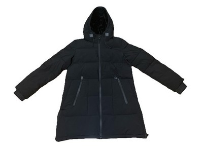 DKNY Active Women's Black Faux Fur Down Hooded Parka Coat Jacket Size S