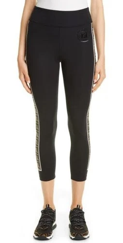 Leggings FENDI con logo a righe laterali colore nero TG 48 12US.