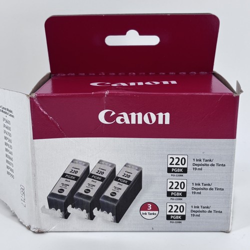 New Canon PGI-220 Black Ink Cartridges 3Pack Genuine OEM Authentic OPEN BOX - Photo 4/7