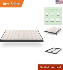 Upholstered Metal and Wood Box Spring, 4 Inch Mattress Foundation, Easy Assem...