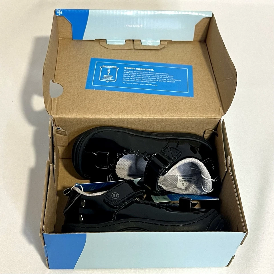 Zapatos Stride Rite 360 Erica charol negro niñas pequeñas EE. UU. talla 6M Foto 2 de 4