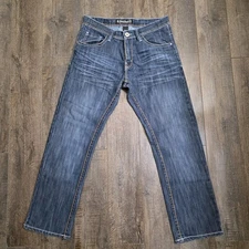 Vintage Southpole Jeans Mens Size 32 Bootcut Distressed Whiskered Thick Stitch