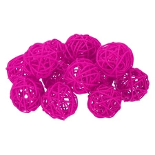 14Pcs Wicker Rattan Balls, 2 in Dia Rattan Decorative Balls, Rose Red