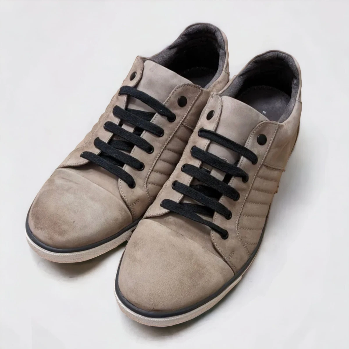 KENNETH COLE New York Mens Leather Trainers Button Close Grey
