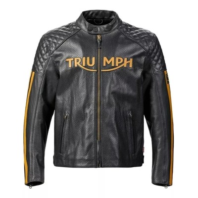 Motorcycle Triumph Racing Leather Jacket Biker Real Cowhide Leather Jacket