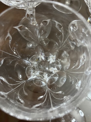 10 Cut Crystal Wine Glasses 24% Lead crystal 6 3/4”x 3 3/4”- Beautiful Antique - Picture 14 of 17