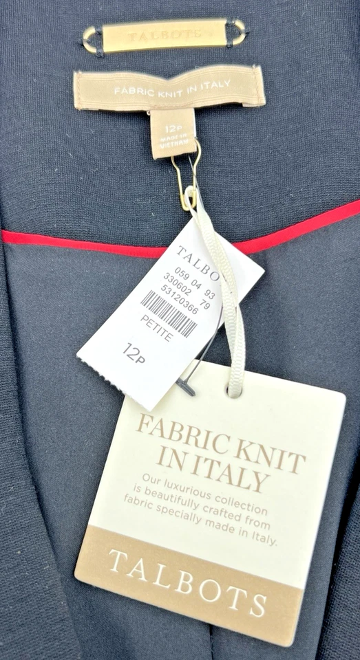 TALBOTS GOLD LABEL BLACK BLAZER WOMENS 12P FABRIC KNIT IN ITALY BUTTON CLOSURE - Image 3 of 4