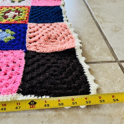 "Manta colcha cuadrada vintage abuela afgana multicolor 53""x96""" - Imagen 4 de 5
