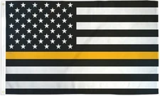"THIN GOLD LINE USA" flag 2x3 ft polyester banner sign US emergency dispatcher