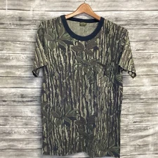 Vintage Spartan Realtree Shirt Mens XL Green Camouflage Pocket Tee USA 90s