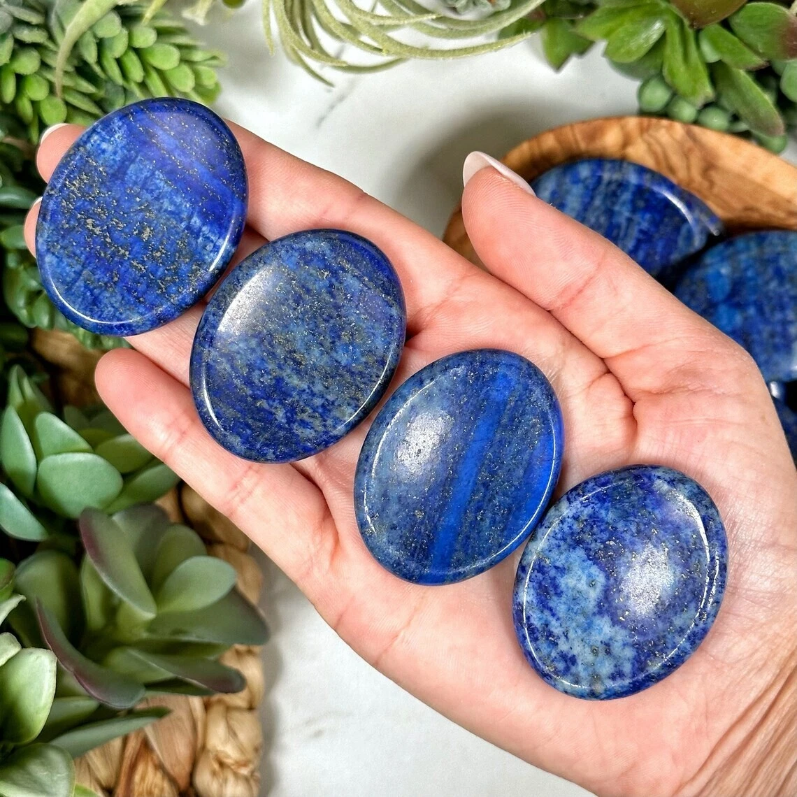 Natural Crystal Worry Stones Lapis Lazuli Stone Crystal Healing Meditation  Gift