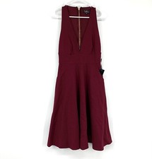 Lulus Dress Womens Small Burgundy Plunge V Neck Sleeveless Finesse Midi NWT 