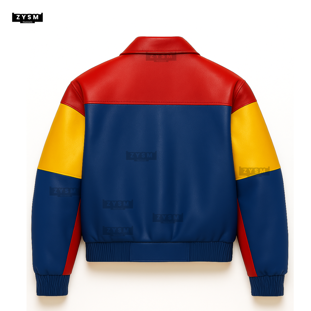 Vintage Retro Leather Jacket- Retro Racing Style- Bomber NASCAR