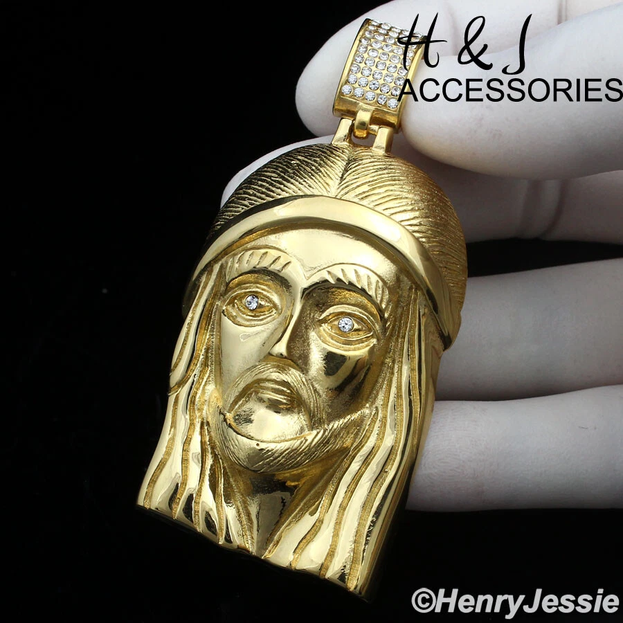 Cadena Cubana Miami Chapada en Oro 18-40" Acero Inoxidable 7mm GRAN CIRCONITA Colgante Jesús*143 Foto 3 de 4