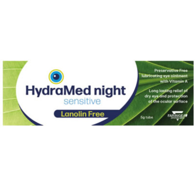 HydraMed Night Sensitive Eye Salbe (lanolinfrei) 5g x 1 Packung UK Lager NEU
