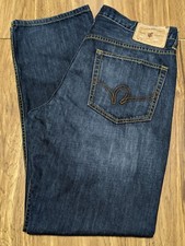 Vintage Rocawear Mens Jeans Blu Button Fly Size 36x34 Wide Leg Y2K Baggy Skater