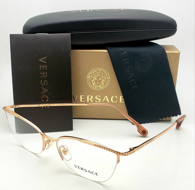 New VERSACE Eyeglasses Mod. 1261B 1412 5417 140 Gold Frames Swarovski