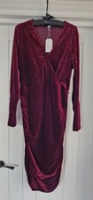 Dark Red Velvet Faux wrap dress size L
