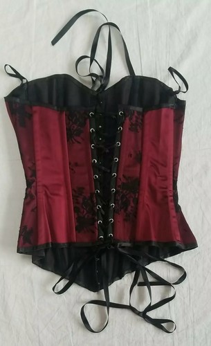 Women's Diva Catwalk Corset Red & Fishtail Maxi Lace Skirt Black Set Gothic Med - Picture 4 of 12