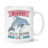 Beware VerrüCkte Delphin MäDchen 284Ml Becher Tasse Tiere Spass Haustier Tochter