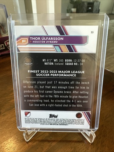2023 Topps Finest MLS THOR ULFARSSON RC SPECKLE REFRACTOR HOUSTON 46/175 #53 - Picture 2 of 3