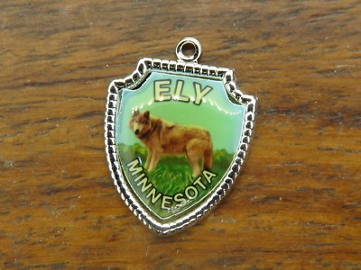 Vintage sterling silver ELY MINNESOTA STATE WOLF TRAVEL SHIELD charm 15-36