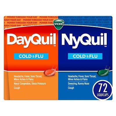 Vicks Dayquil Nyquil Cold Flu Relief Liquicaps 72 Count Non Drowsy Fast Action