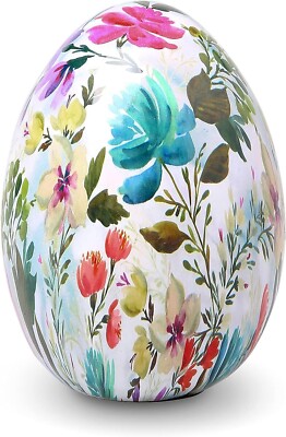 White Ceramic Decorative Easter Egg Tabletop Decoration, Freestanding Easter Egg