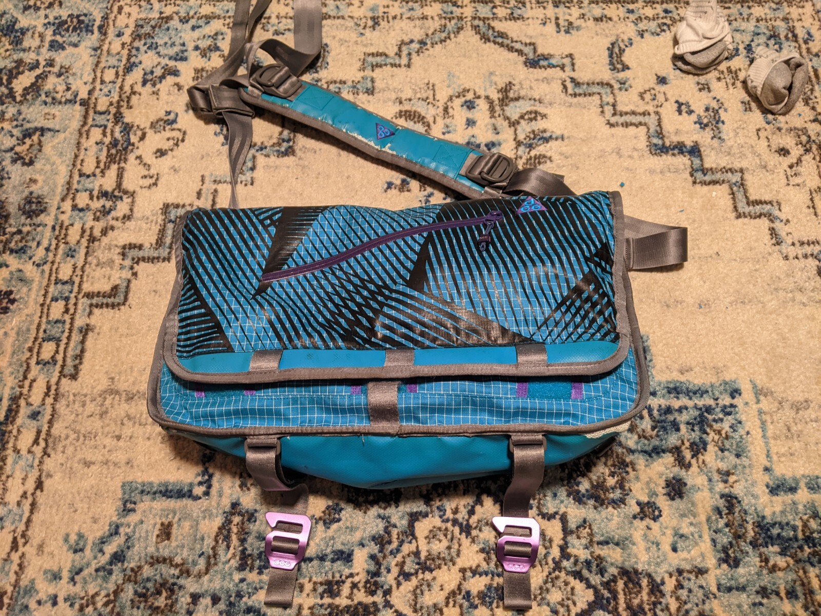 Vintage Nike ACG Teal Grape Laptop Messenger Bag All… Gem