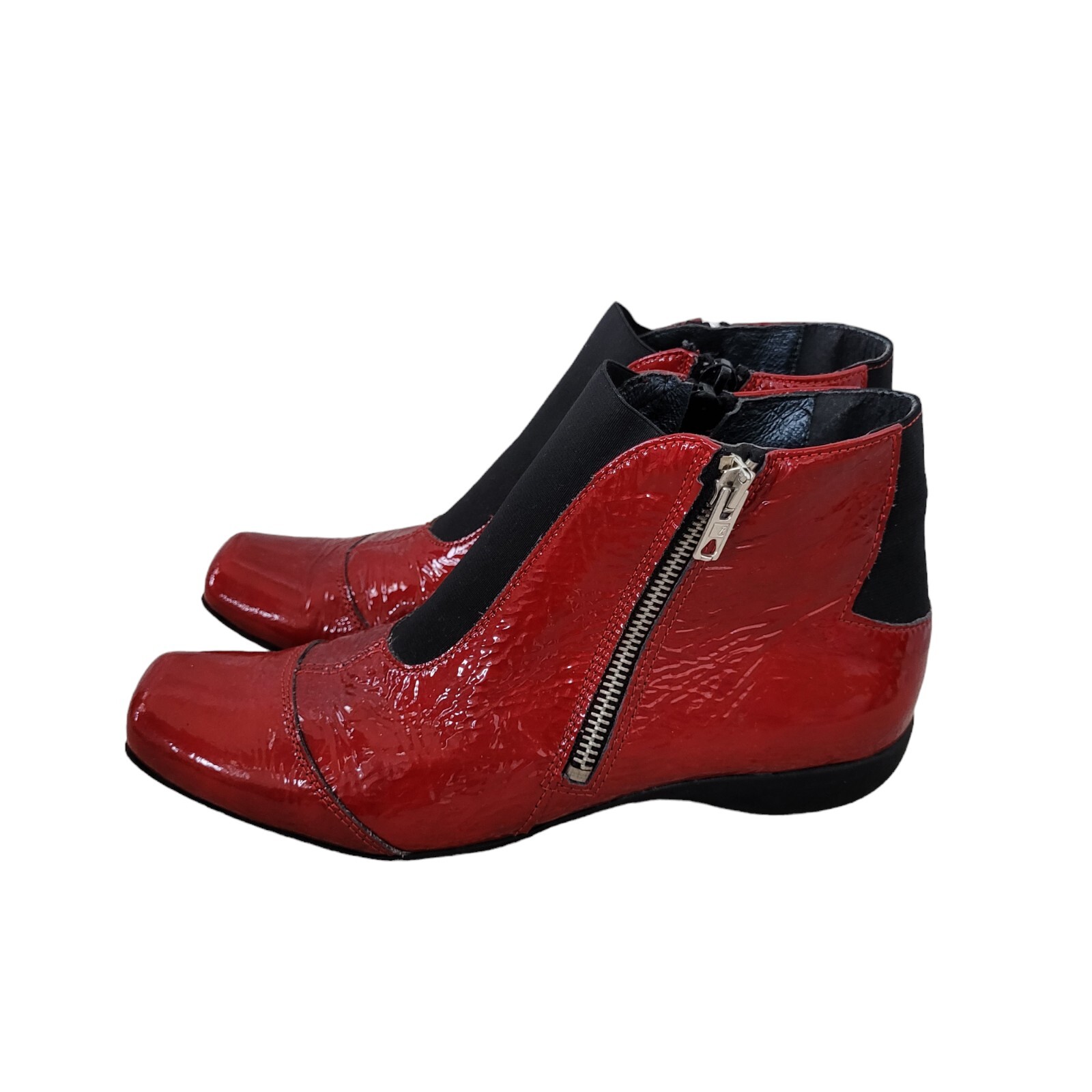 Un Tour En Ville Red Patent Leather Booties - image 1