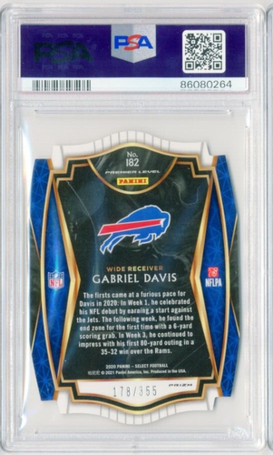 Gabe Davis RC 2020 Select Rookie # 178/355 Copper Prizm #382 Gabriel DAVIS PSA 8 - Picture 2 of 2