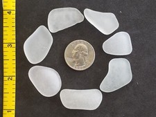 GENUINE PURE BEACH SEA GLASS SURF TUMBLED WHITE CLEAR SNOW FROSTED PENDANTS F02