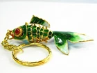 2.2" Long Articulated Cloisonne Enamel Goldfish Koi Figurine Jewelry Pendant