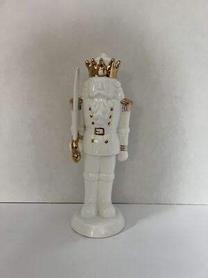 Villa West Designs White and Gold Christmas Nutcracker