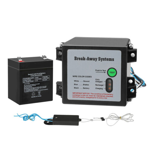 Trailer Breakaway System Kit Electric Brakes Away Switch Cable Battery System - Picture 1 of 11