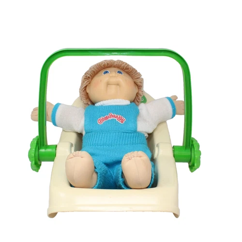 Cabbage Patch Kids Doll 1985 Blond Hair Blue Eyes Dimples With Outfit & Carrier