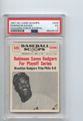 1961 Nu Cards Scoops Jackie Robinson Brooklyn Dodgers #428  ⭐️💥🎯 PSA Graded 3