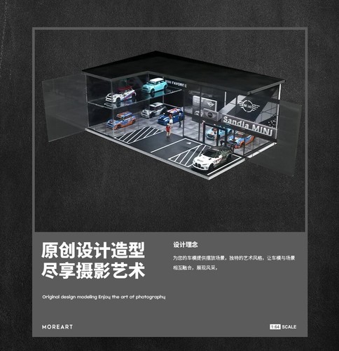 1/64 Diorama Car Garage Model LEDLighting City Car Showroom Building Scene Model - Picture 58 of 75