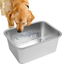 2 Gallons Large Dog Water Bowl, 2PCS Stainless Steel Metal Dog Bowls, Large C
