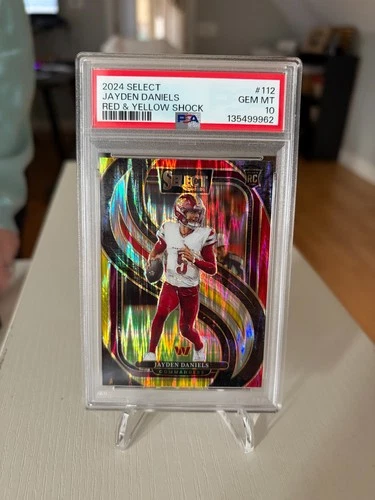 2024 PANINI SELECT RED & YELLOW SHOCK Prizm  #112 JAYDEN DANIELS PSA 10 RC