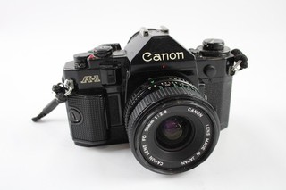Vintage Canon A 1 SLR Film Camera Working w/ Canon FD 28mm F/2.8 Lens