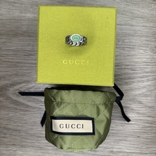 Authentic Gucci Sterling Silver Interlocking Curb Chain Ring Size G16